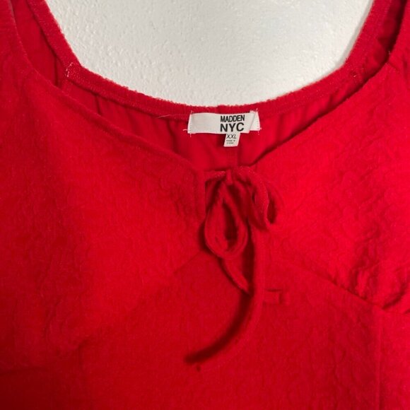 Madden NYC XXL Red Textured Tie Bust Mini Dress - Picture 8 of 15